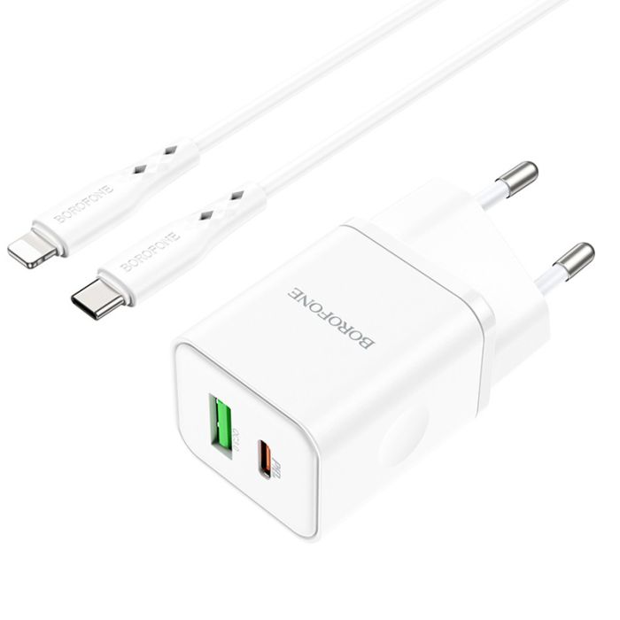 МЗП Borofone BN7 PD20W+QC3.0 (1USB-A/1C) + кабель Type-C to Lightning