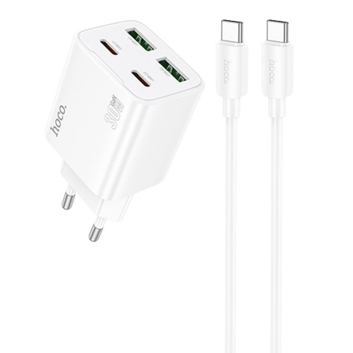 МЗП Hoco N56 Fundador PD30W four-port (2USB-A/2C) + кабель Type-C to Type-C