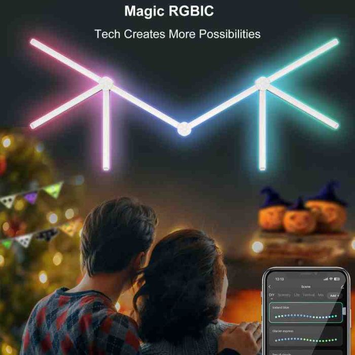 Модульный настінний світильник LED RGB 5V SAL-014B 9pcs Bluetooth USB with app