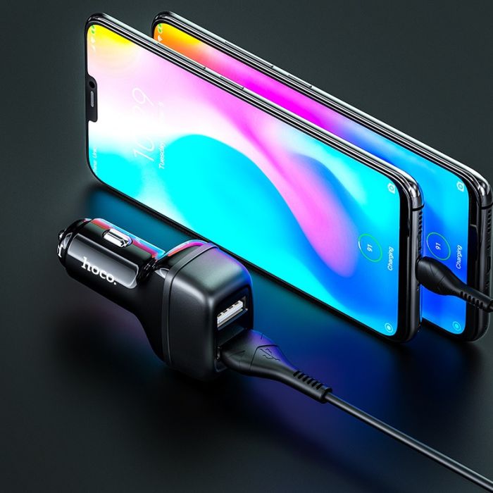 АЗП Hoco Z36 Leader 2.4A (2USB-A) + кабель USB to Type-C