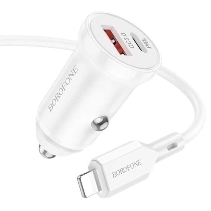 АЗП Borofone BZ18A PD20W+QC3.0 (1USB-A/1C) + кабель Type-C to Lightning