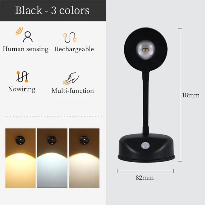 Настільна лампа LED з датчиком руху 3 colour light MZ-L2201