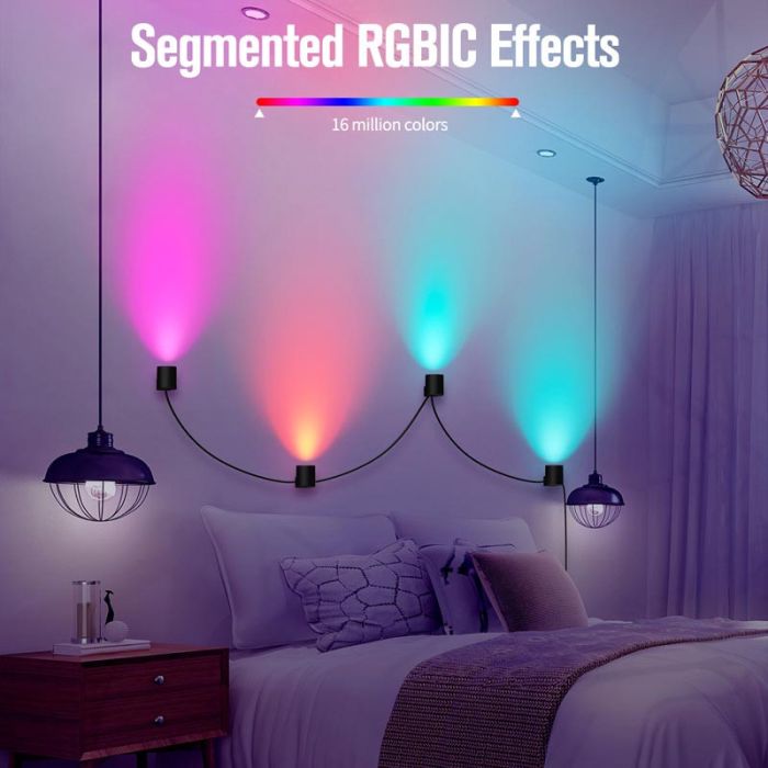 Настінна LED лампа RGB Intelligent wall lamp 4 pcs with Bluetooth European plug with app