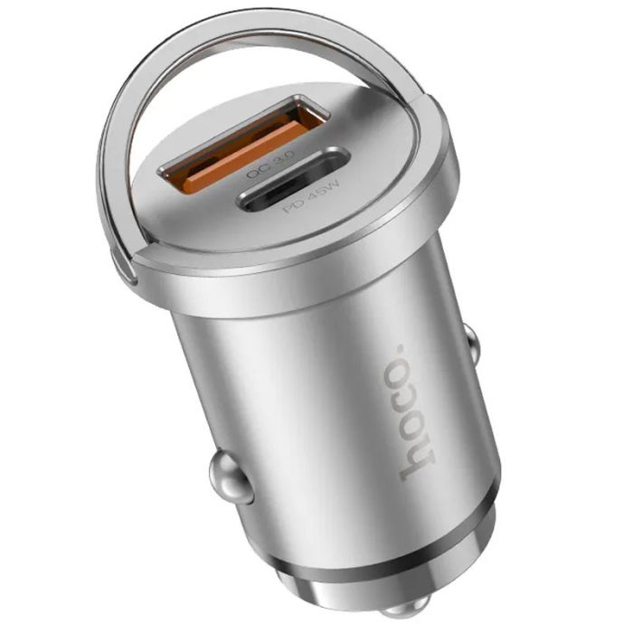 АЗП Hoco NZ10 Handy PD45W+QC3.0 (1USB-A/1C) + кабель Type-C to Lightning