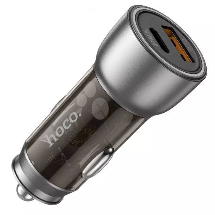АЗП Hoco NZ8 Sprinter PD43W+QC3.0 (1USB-A/1C) + кабель Type-C to Lightning
