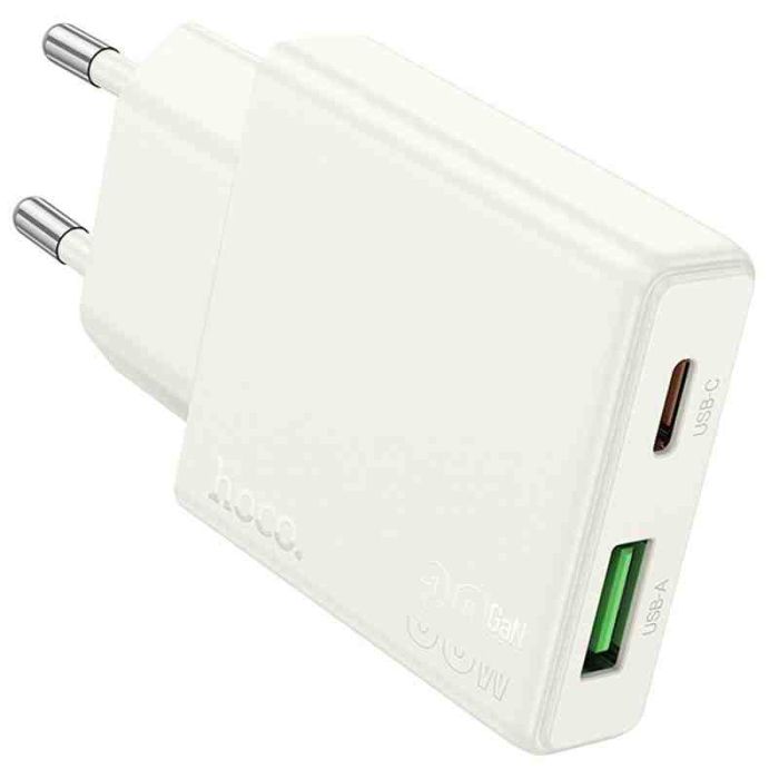 МЗП Hoco N45 Biscuit PD30W+QC3.0 (1USB-A/1C) + кабель Type-C to Lightning