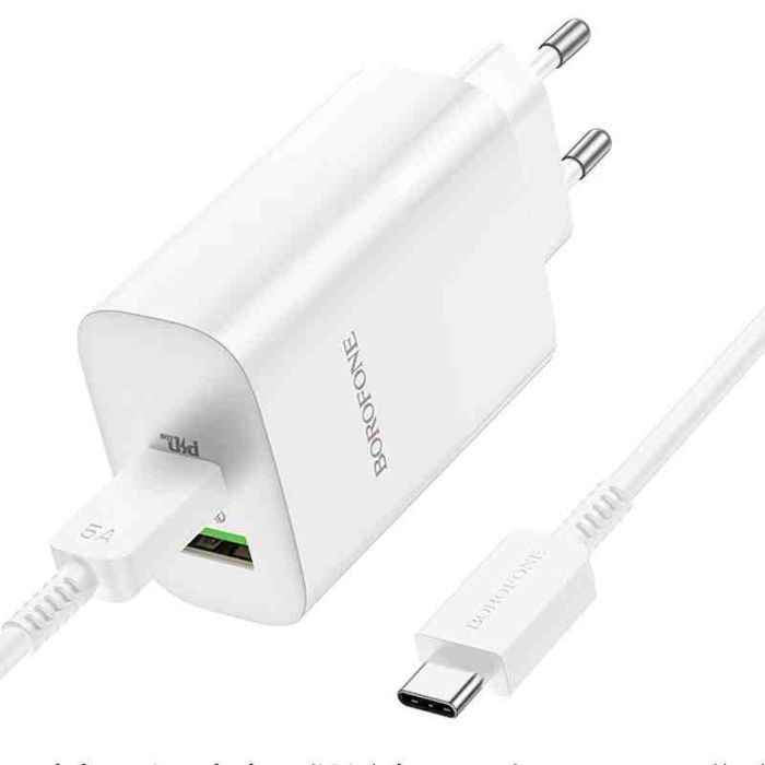 МЗП Borofone BN10 Sunlight PD65W (1USB-A/1C) + кабель Type-C to Type-C