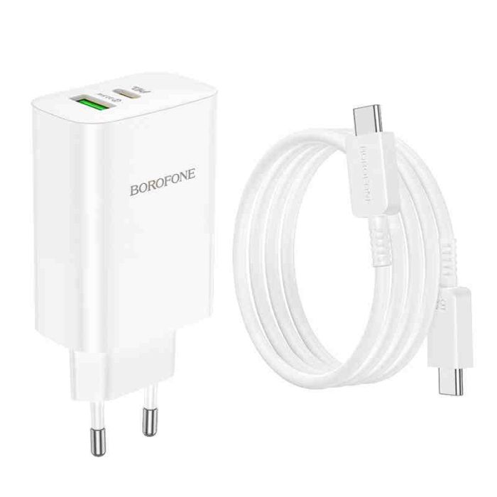 МЗП Borofone BN10 Sunlight PD65W (1USB-A/1C) + кабель Type-C to Type-C