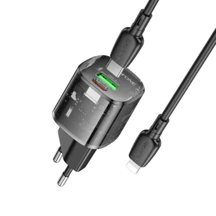 МЗП Borofone BN17 Sunlight PD20W+QC3.0 (1USB-A/1C) + кабель Type-C to Lightning