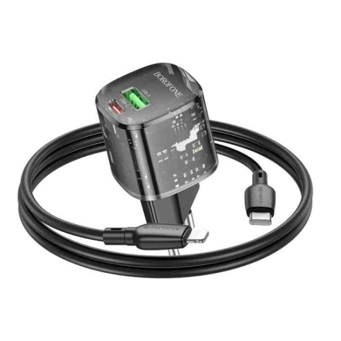 МЗП Borofone BN17 Sunlight PD20W+QC3.0 (1USB-A/1C) + кабель Type-C to Lightning