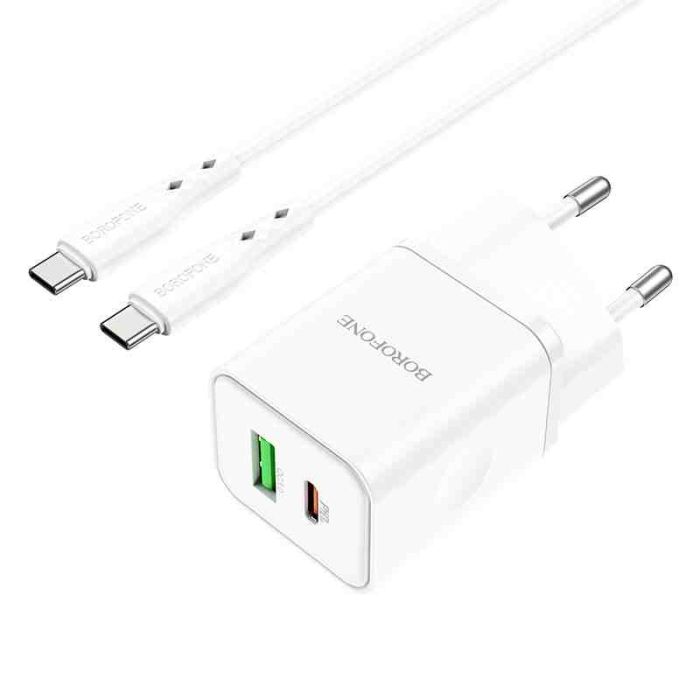 МЗП Borofone BN7 PD20W+QC3.0 (1USB-A/1C) + кабель Type-C to Type-C